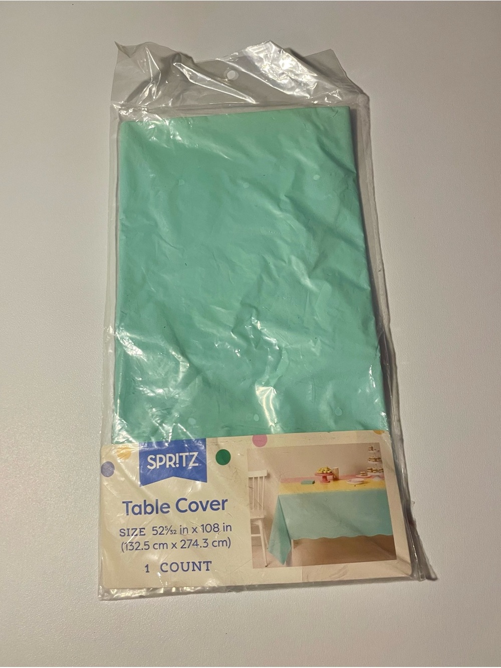 Spritz Mint Green Plastic Table Cover 52.5 x 108 Inch Party Supply New NIB